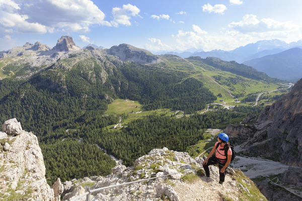 A hiker on the via ferrata 