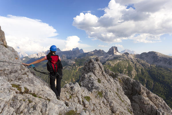 A hiker on the via ferrata 