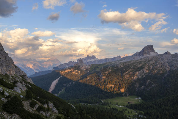 Sunset on Ampezzo Dolomites, Cortina d'Ampezzo, Belluno province, Veneto, Italy.