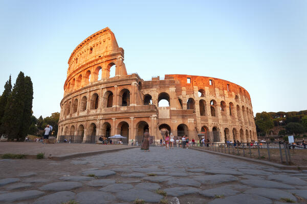 Colosseum at sunset, Rome, Lazio, Italy.