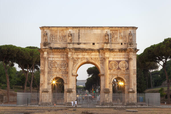 The Arch of Constantine at sunset, Rome, Lazio, Italy.