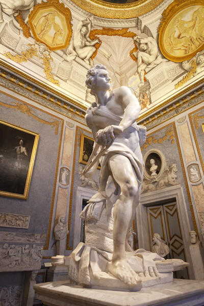The David, a sculpture by Gian Lorenzo Bernini, Galleria Borghese, Roma, Lazio, Italy