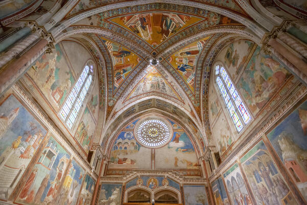 Detail of ceiling of upper Basilica of Saint Francis of Assisi, Assisi, Perugia province, Umbria, Italy.