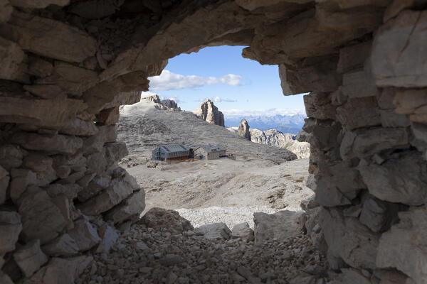 The Boè refuge on Sella Plateau, Sella Group, Dolomites, Trentino - Alto Adige, Italy.