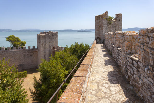The Fortress of the Lion (Fortezza del Leone) with Lake Trasimeno on the background, Castiglione del Lago, Perugia province, Umbria region, Italy.