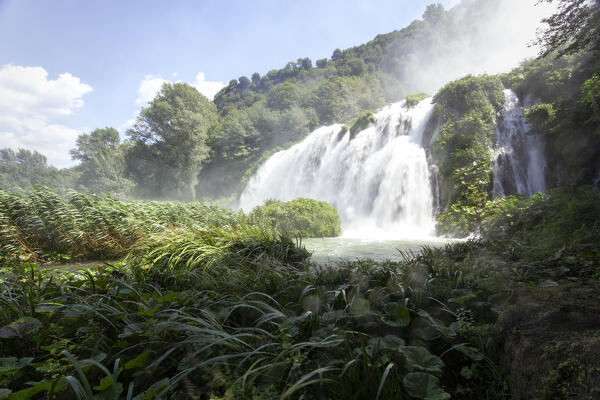 Marmore Falls (Cascate delle Marmore) in full operation, Terni, Umbria region, Italy.