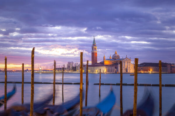 Dawn at Riva degli Schiavoni with St. george Island on the backgrund, Venice, Veneto, Italy.