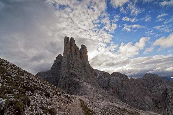 Vajolet Towers, Catinaccio/Rosengarten Group, Dolomites, Fassa Valley, Trentino Alto Adige, Italy.
