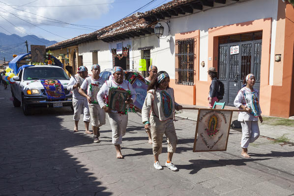 Procession during Guadalupe Virgin celebrations, San Cristobal de las Casas, Chiapas, Mexico.