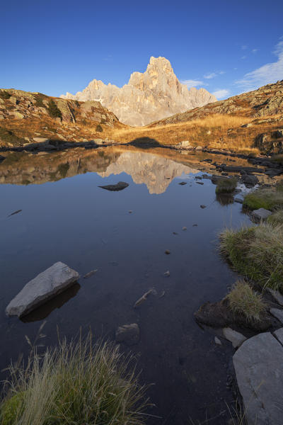 Pale di San Martino from Tognazza Lakes, Dolomites, San Martino di Castrozza, Trentino, Italy.