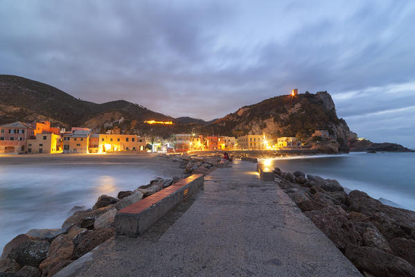 Dusk on Varigotti and Punta Crena, Finale Ligure, Savona province, Liguria, Italy