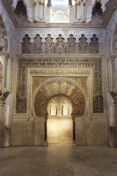 The miḥrāb of the Mosque–Cathedral of Córdoba, Córdoba municipality, province of Córdoba, Andalusia, Spain