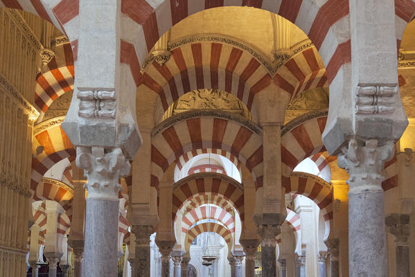 The arches of the Mosque–Cathedral of Córdoba, Córdoba municipality, province of Córdoba, Andalusia, Spain