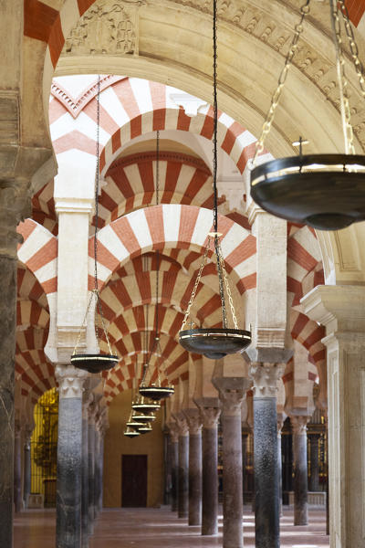 The arches of the Mosque–Cathedral of Córdoba, Córdoba municipality, province of Córdoba, Andalusia, Spain