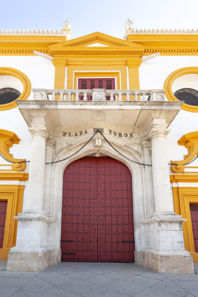 Plaza de Toros de la Maesrtanza, the main gate, Seville, province of Seville, Andalusia, Spain