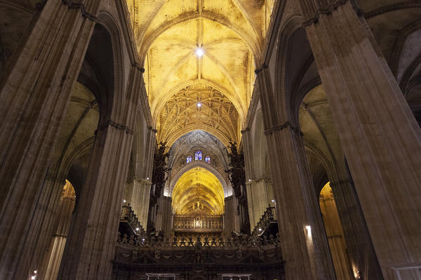 Iterior of Seville Cathedral, Seville, province of Seville, Andalusia, Spain