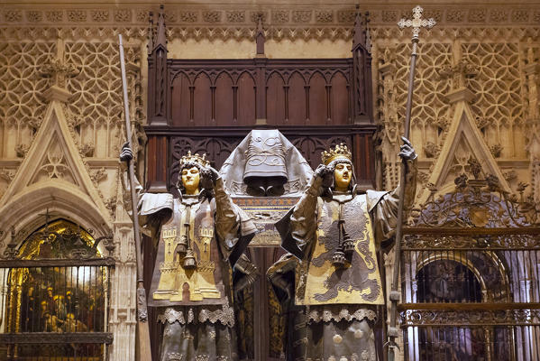 Tomb of Christopher Colombus, Seville Cathedral, Seville, province of Seville, Andalusia, Spain