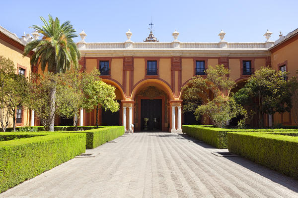 Patio del Crucero (Courtyard of the Crossing), Royal Alcazars of Seville, Seville, province of Seville, Andalusia, Spain