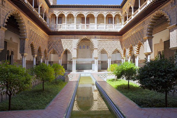 Patio de las Doncellas (Courtyard of the Maidens), Royal Alcazars of Seville, Seville, province of Seville, Andalusia, Spain