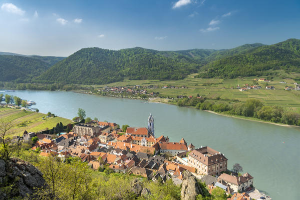 Duernstein, Wachau, Waldviertel,  district of Krems, Lower Austria, Austria, Europe. The villages of Duernstein and Rossatzbach