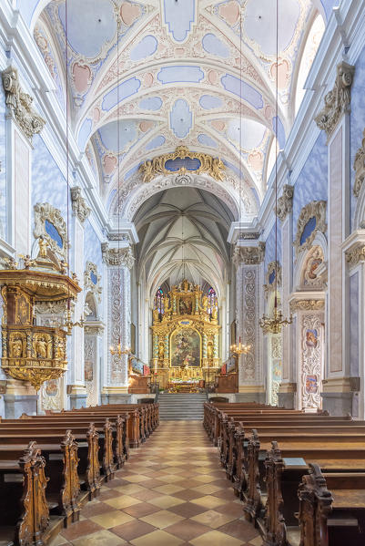 Furth bei Goettweig, district of Krems, Lower Austria, Austria, Europe. Interior of the collegiate church in the Goettweig abbey
