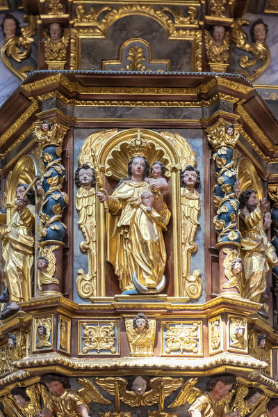 Furth bei Goettweig, district of Krems, Lower Austria, Austria, Europe. Details of the pulpit in the collegiate church of Goettweig abbey