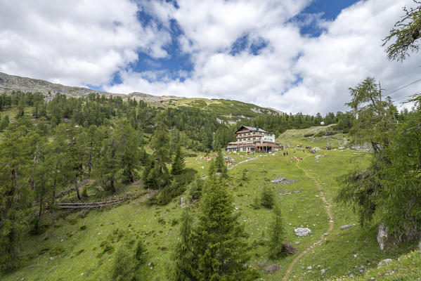 Alta Badia, La Villa, Dolomites, province of Bolzano, South Tyrol, Italy, Europe. The mountain refuge Gardenacia