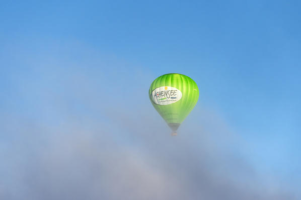 Seefeld, Tyrol, Austria, Europe. Crossing the alps in a hot air balloon.