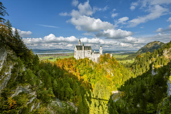Schwangau, district Ostallgäu, Swabia, Bavaria, Germany, Europe. Autumn at the Neuschwanstein castle