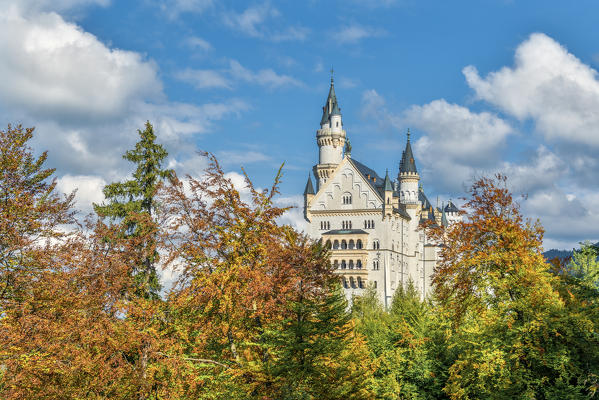 Schwangau, district Ostallgäu, Swabia, Bavaria, Germany, Europe. Autumn at the Neuschwanstein castle