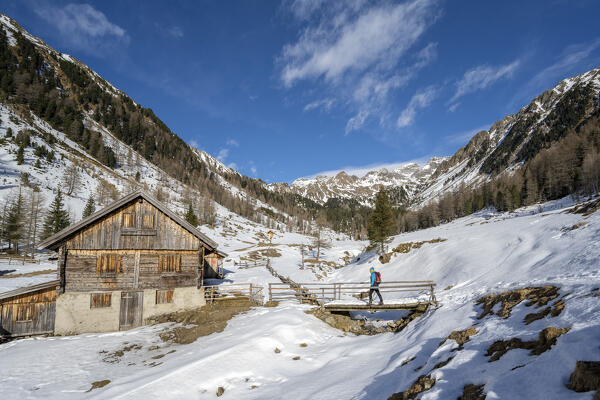 Percha / Perca, province of Bolzano, South Tyrol, Italy, Europe. The Haidacher alpine hut in the Oberwielenbach valley
