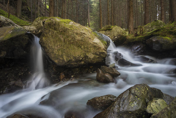 Lutago/Luttach, Aurina Valley, South Tyrol, Italy. The Pojen creek in the Aurina Valley