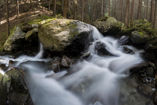 Lutago/Luttach, Aurina Valley, South Tyrol, Italy. The Pojen creek in the Aurina Valley