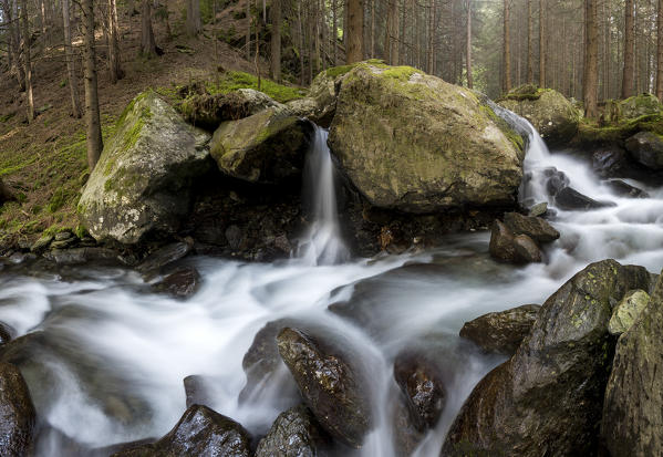 Lutago/Luttach, Aurina Valley, South Tyrol, Italy. The Pojen creek in the Aurina Valley