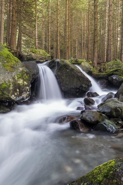 Lutago/Luttach, Aurina Valley, South Tyrol, Italy. The Pojen creek in the Aurina Valley