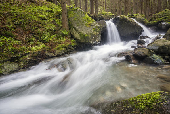 Lutago/Luttach, Aurina Valley, South Tyrol, Italy. The Pojen creek in the Aurina Valley