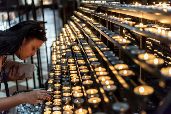 Vienna, Austria, Europe.  Candles in the Saint Stephen's Cathedral