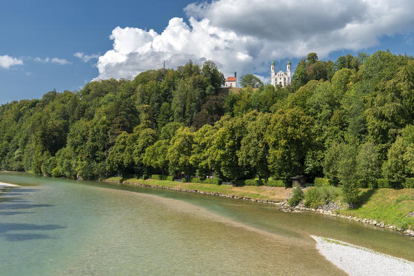 Bad Tölz, Bad Tölz-Wolfratshausen district, Upper Bavaria, Germany, Europe. Leonard Chapel and the Church of the Holy Cross, Calvary Hill