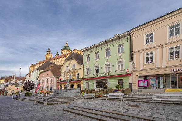 Melk, Wachau, Lower Austria, Austria, Europe. The town of Melk 