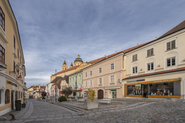 Melk, Wachau, Lower Austria, Austria, Europe. The town of Melk 