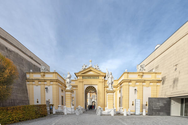 Melk, Wachau, Lower Austria, Austria, Europe. Entrance portal in Melk Abbey