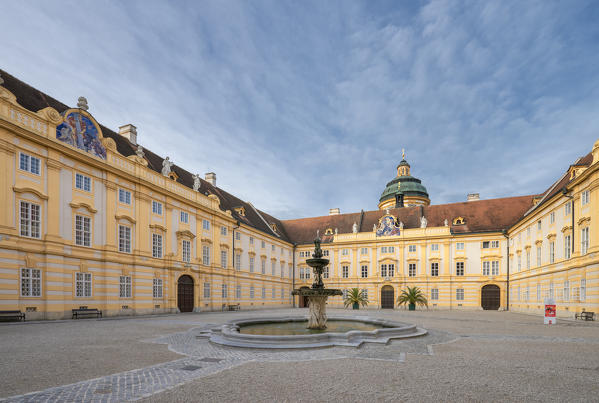 Melk, Wachau, Lower Austria, Austria, Europe. Prelate's courtyard of the Benedectine abbey