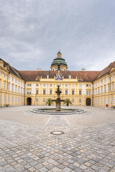 Melk, Wachau, Lower Austria, Austria, Europe. Prelate's courtyard of the Benedectine abbey