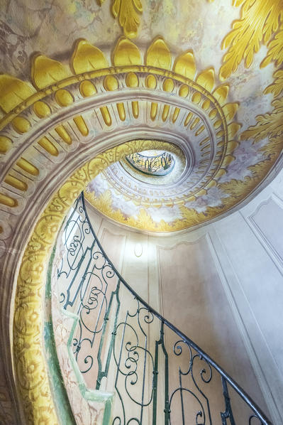 Melk, Wachau, Lower Austria, Austria, Europe. Staircase inside the Benedectine abbey