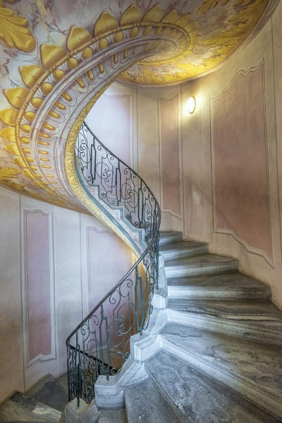 Melk, Wachau, Lower Austria, Austria, Europe. Staircase inside the Benedectine abbey