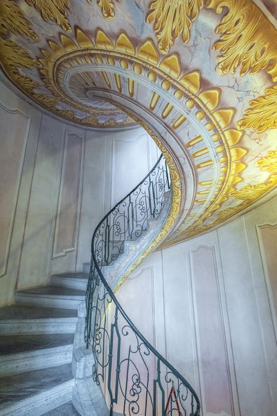 Melk, Wachau, Lower Austria, Austria, Europe. Staircase inside the Benedectine abbey