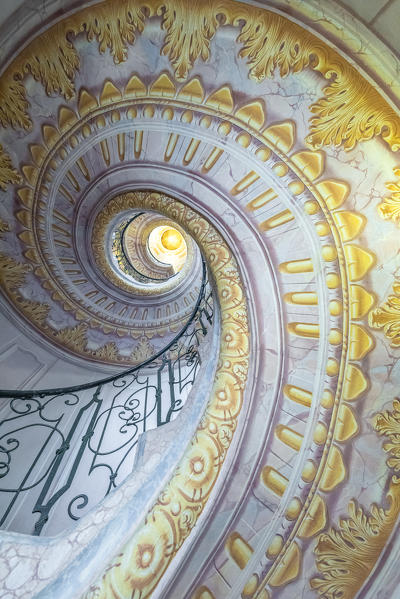 Melk, Wachau, Lower Austria, Austria, Europe. Staircase inside the Benedectine abbey