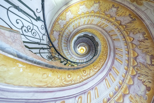 Melk, Wachau, Lower Austria, Austria, Europe. Staircase inside the Benedectine abbey