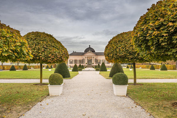 Melk, Wachau, Lower Austria, Austria, Europe. The Baroque Garden Pavilion in the Melk abbey park 