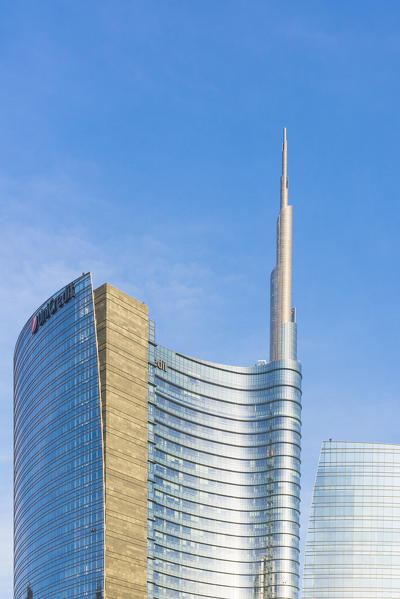 Milan, Lombardy, Italy. 
Details of Unicredit Towers